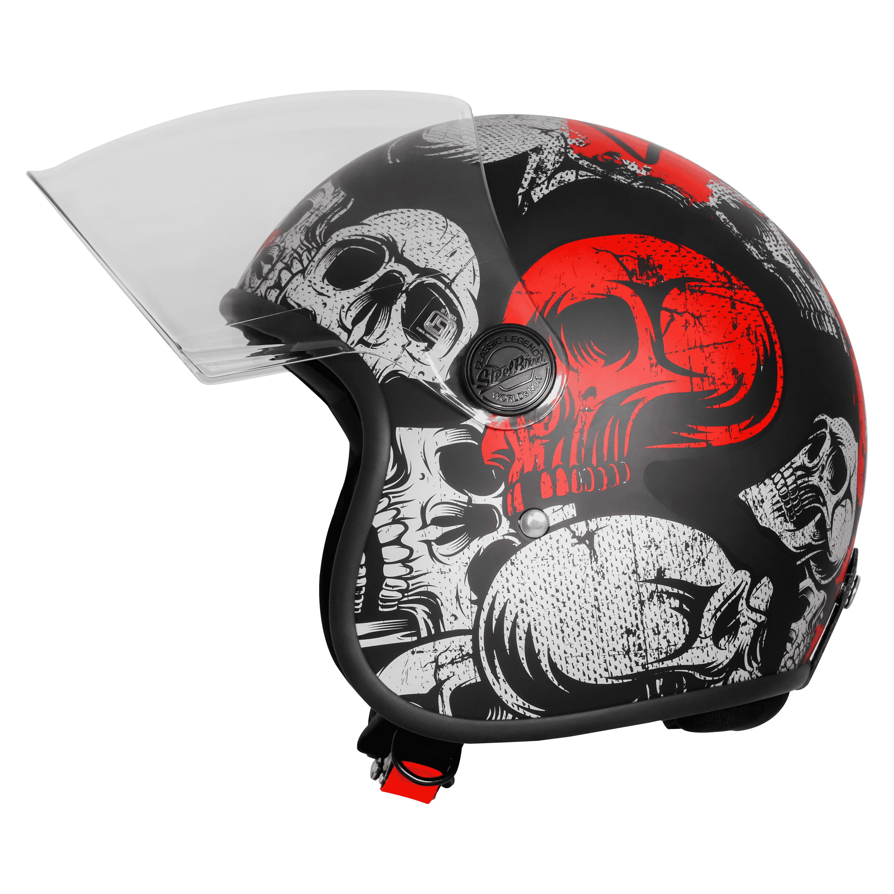 SBH-56 VINTAGE SKULL GLOSSY BLACK WITH RED
